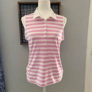::::SOLD::::ommy Hilfiger Large C pink white sleeveless collared shirt NWOT